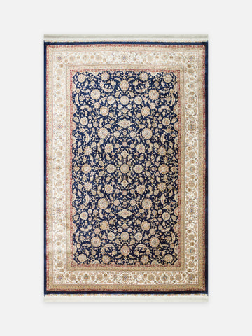 Topkapı Serisi Yüksek Kalite Sık Dokuma Klasik Desenli Özel Işıltılı Salon Halısı 03 NAVY CREAM - Carpetdocia - kusbakisi