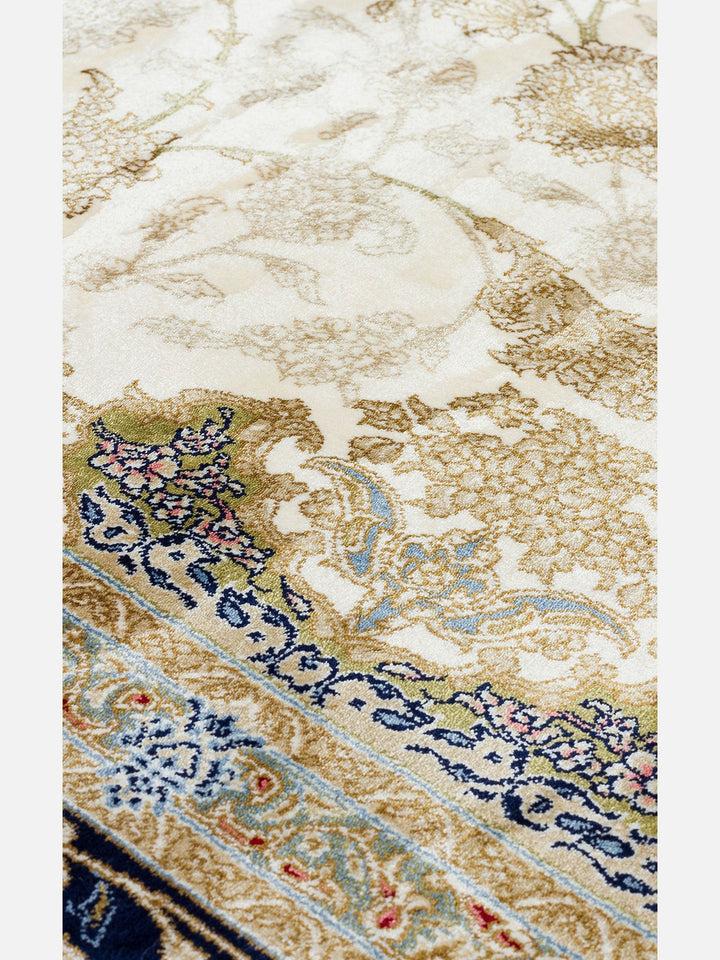Topkapı Serisi Yüksek Kalite Sık Dokuma Klasik Desenli Özel Işıltılı Salon Halısı 04 CREAM - Carpetdocia