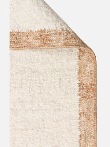 Urumchi %100 Naturel Yün Jüt Karışımı Oturma Odası Salon Koridor Mutfak El Dokuma Halı 01KREMNATURAL - Carpetdocia