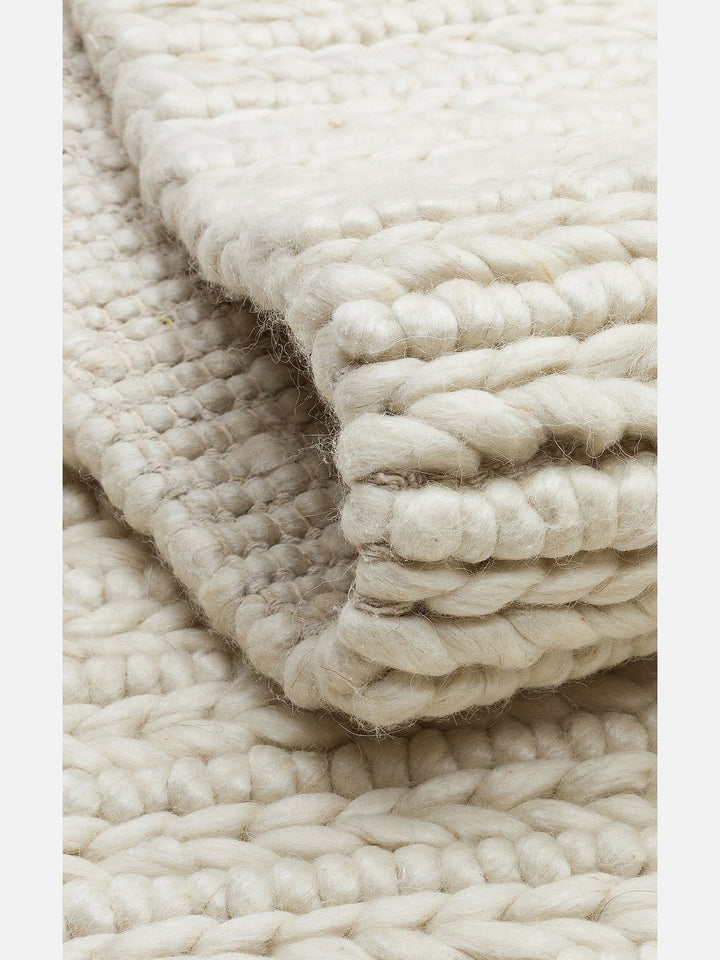 Woolstar %100 Naturel Kazak Desenli Salon Oturma Odası Koridor Antre El Dokuma Örgü Halı 07 WHITE - Carpetdocia