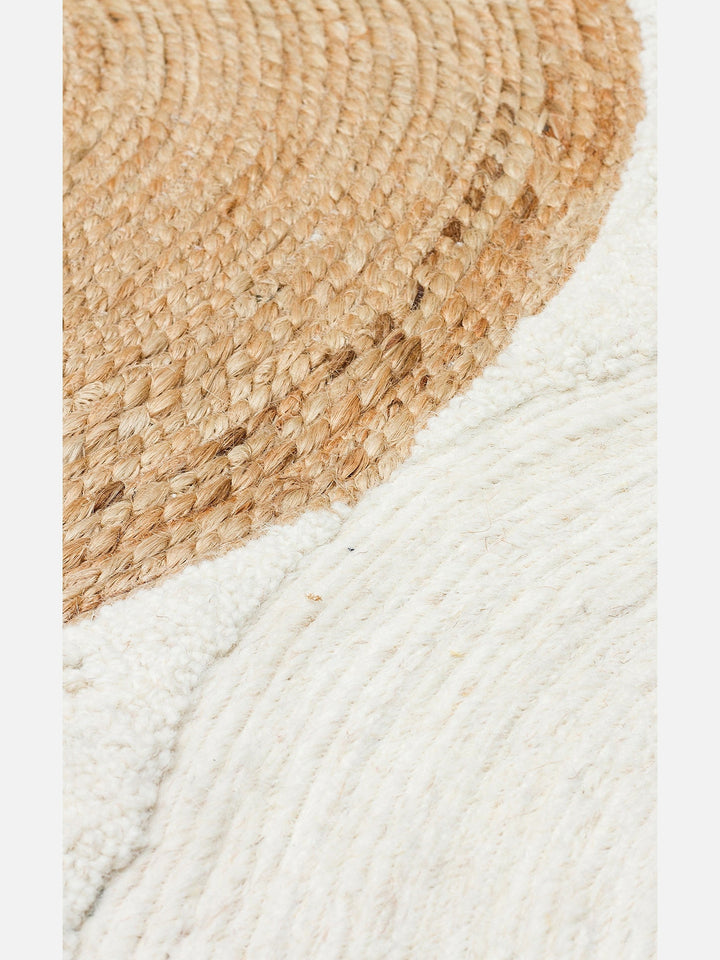 Woolstar %100 Naturel Kazak Desenli Salon Oturma Odası Koridor Antre El Dokuma Örgü Halı 902NATWHITE - Carpetdocia