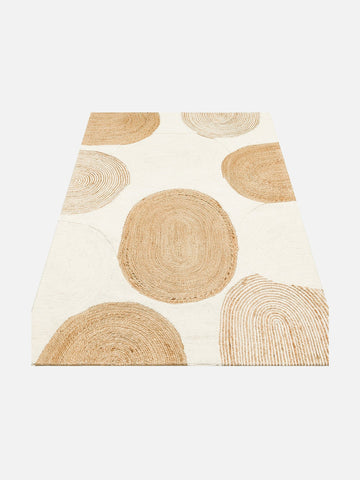 Woolstar %100 Naturel Kazak Desenli Salon Oturma Odası Koridor Antre El Dokuma Örgü Halı 902NATWHITE - Carpetdocia