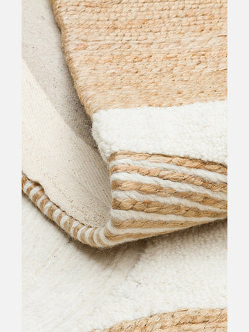 Woolstar %100 Naturel Kazak Desenli Salon Oturma Odası Koridor Antre El Dokuma Örgü Halı 902NATWHITE - Carpetdocia