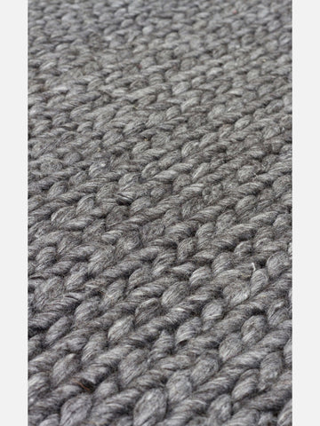Woolstar %100 Naturel Kazak Desenli Salon Oturma Odası Koridor Antre El Dokuma Örgü Halı ANTRASIT - Carpetdocia