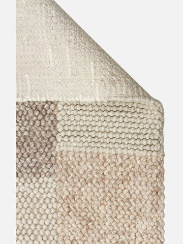 Woolstar %100 Naturel Kazak Desenli Salon Oturma Odası Koridor Antre El Dokuma Örgü Halı CORBIN NAT - Carpetdocia