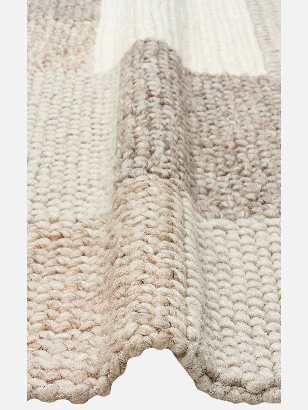 Woolstar %100 Naturel Kazak Desenli Salon Oturma Odası Koridor Antre El Dokuma Örgü Halı CORBIN NAT - Carpetdocia