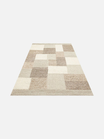 Woolstar %100 Naturel Kazak Desenli Salon Oturma Odası Koridor Antre El Dokuma Örgü Halı CORBIN NAT - Carpetdocia