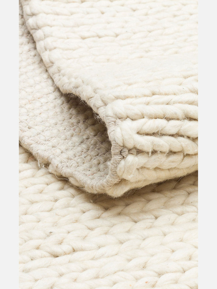 Woolstar %100 Naturel Kazak Desenli Salon Oturma Odası Koridor Antre El Dokuma Örgü Halı CREAM - Carpetdocia