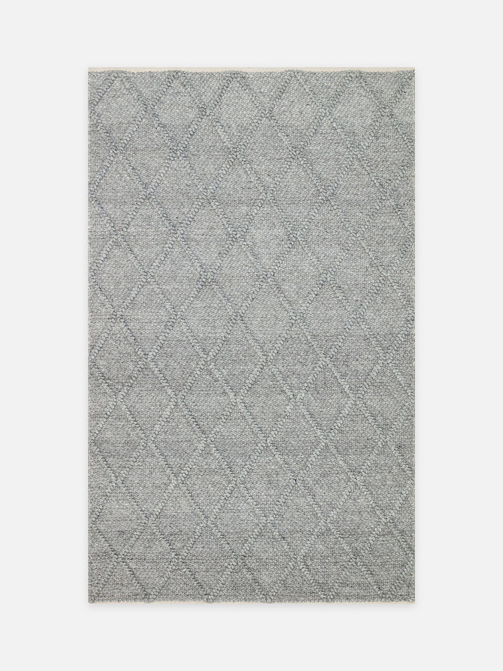 Woolstar %100 Naturel Kazak Desenli Salon Oturma Odası Koridor Antre El Dokuma Örgü Halı DIAMONDGREY - Carpetdocia - kusbakisi