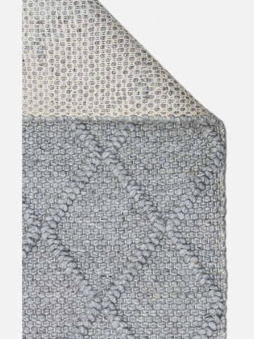 Woolstar %100 Naturel Kazak Desenli Salon Oturma Odası Koridor Antre El Dokuma Örgü Halı DIAMONDGREY - Carpetdocia