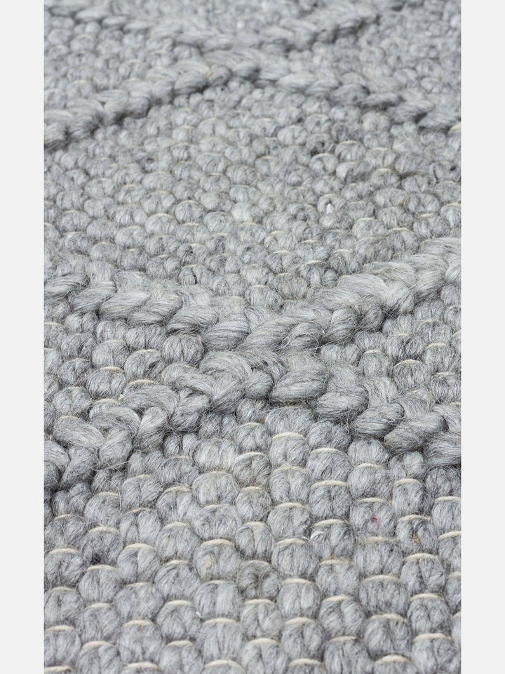 Woolstar %100 Naturel Kazak Desenli Salon Oturma Odası Koridor Antre El Dokuma Örgü Halı DIAMONDGREY - Carpetdocia