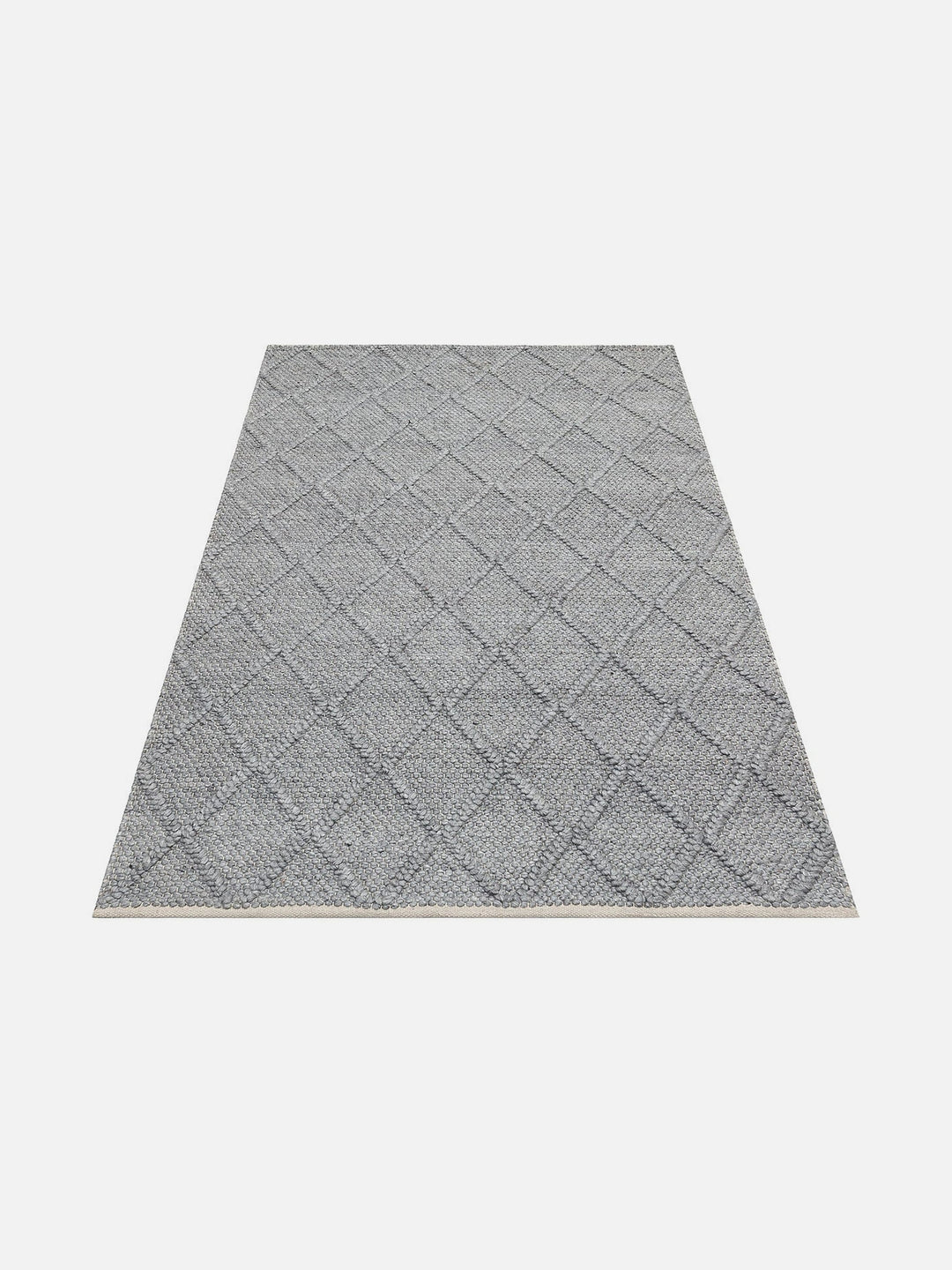 Woolstar %100 Naturel Kazak Desenli Salon Oturma Odası Koridor Antre El Dokuma Örgü Halı DIAMONDGREY - Carpetdocia