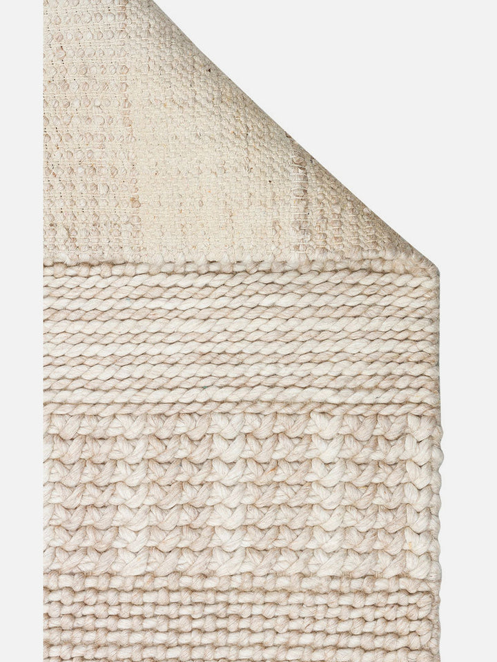 Woolstar %100 Naturel Kazak Desenli Salon Oturma Odası Koridor Antre El Dokuma Örgü Halı J352 BEIGE - Carpetdocia