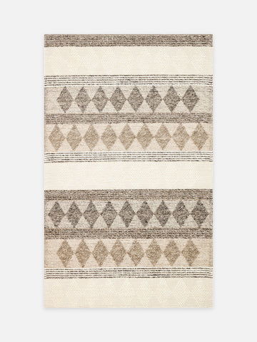 Woolstar %100 Naturel Kazak Desenli Salon Oturma Odası Koridor Antre El Dokuma Örgü Halı JD 01 GREY - Carpetdocia - kusbakisi
