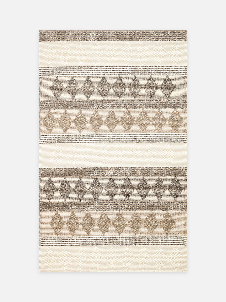 Woolstar %100 Naturel Kazak Desenli Salon Oturma Odası Koridor Antre El Dokuma Örgü Halı JD 01 GREY - Carpetdocia - kusbakisi