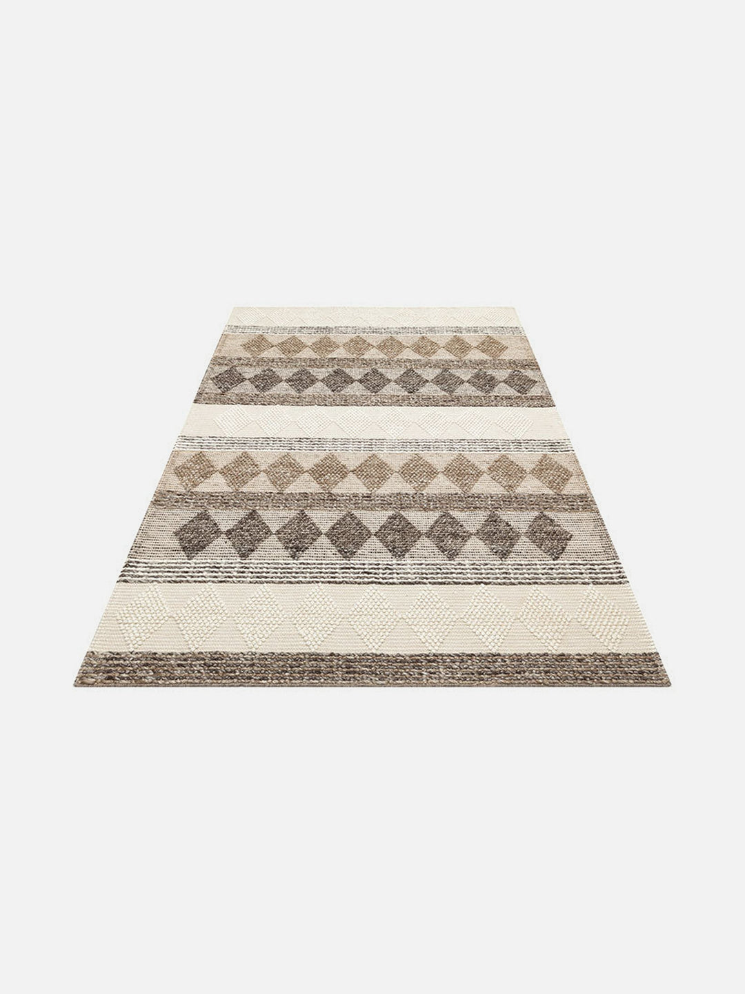 Woolstar %100 Naturel Kazak Desenli Salon Oturma Odası Koridor Antre El Dokuma Örgü Halı JD 01 GREY - Carpetdocia
