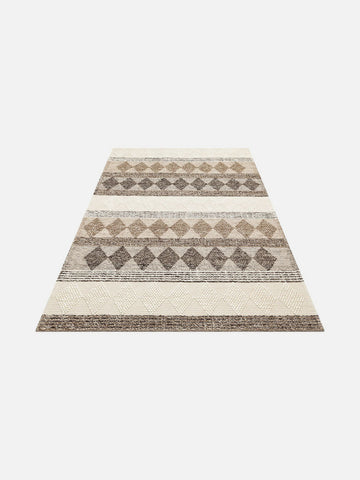 Woolstar %100 Naturel Kazak Desenli Salon Oturma Odası Koridor Antre El Dokuma Örgü Halı JD 01 GREY - Carpetdocia