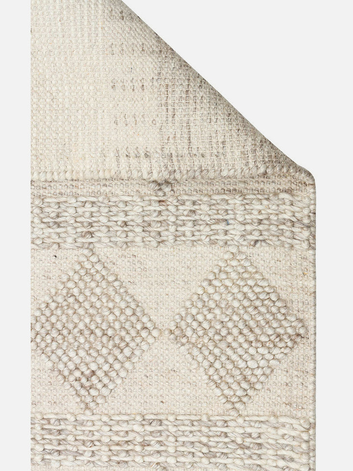 Woolstar %100 Naturel Kazak Desenli Salon Oturma Odası Koridor Antre El Dokuma Örgü Halı JD 01 NATU - Carpetdocia