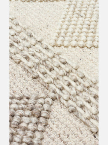 Woolstar %100 Naturel Kazak Desenli Salon Oturma Odası Koridor Antre El Dokuma Örgü Halı JD 01 NATU - Carpetdocia