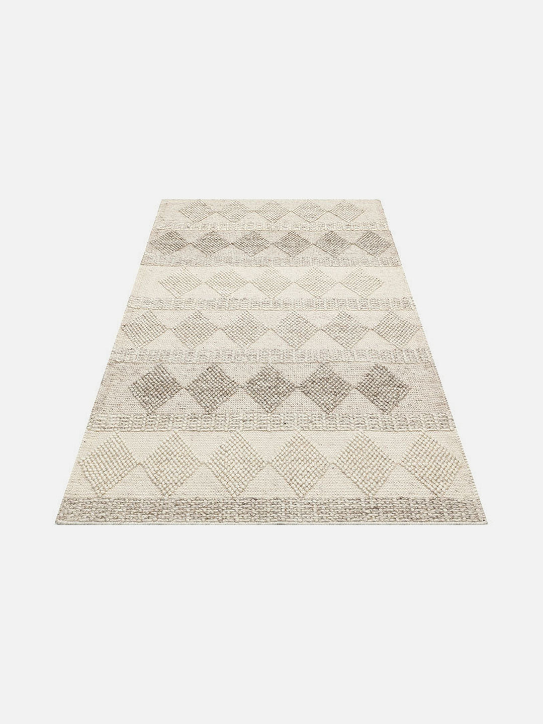 Woolstar %100 Naturel Kazak Desenli Salon Oturma Odası Koridor Antre El Dokuma Örgü Halı JD 01 NATU - Carpetdocia