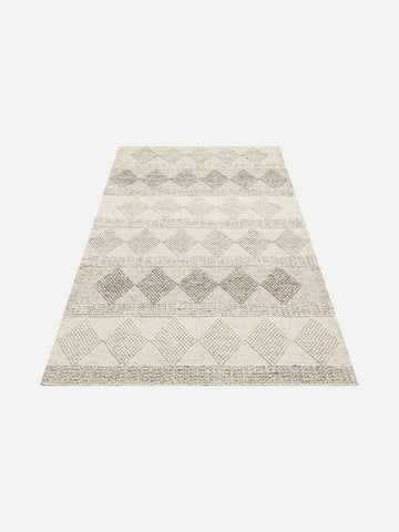 Woolstar %100 Naturel Kazak Desenli Salon Oturma Odası Koridor Antre El Dokuma Örgü Halı JD 01 NATU - Carpetdocia