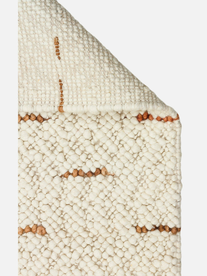 Woolstar %100 Naturel Kazak Desenli Salon Oturma Odası Koridor Antre El Dokuma Örgü Halı JD 06 NAT - Carpetdocia