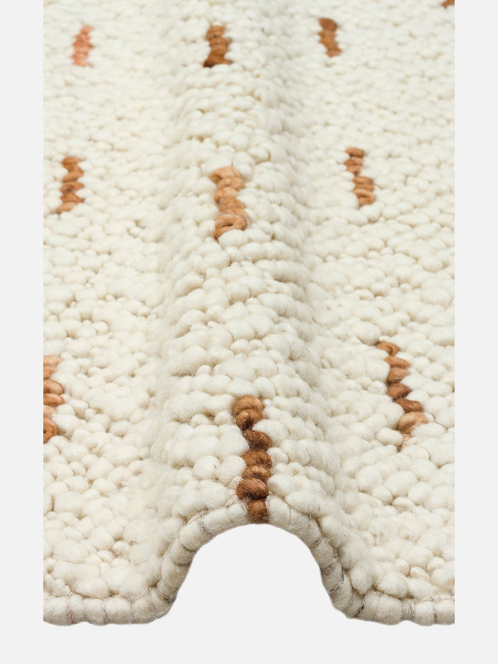Woolstar %100 Naturel Kazak Desenli Salon Oturma Odası Koridor Antre El Dokuma Örgü Halı JD 06 NAT - Carpetdocia